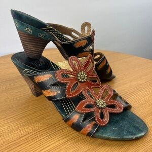 L'Artiste Carlina Blue Leather Sandals